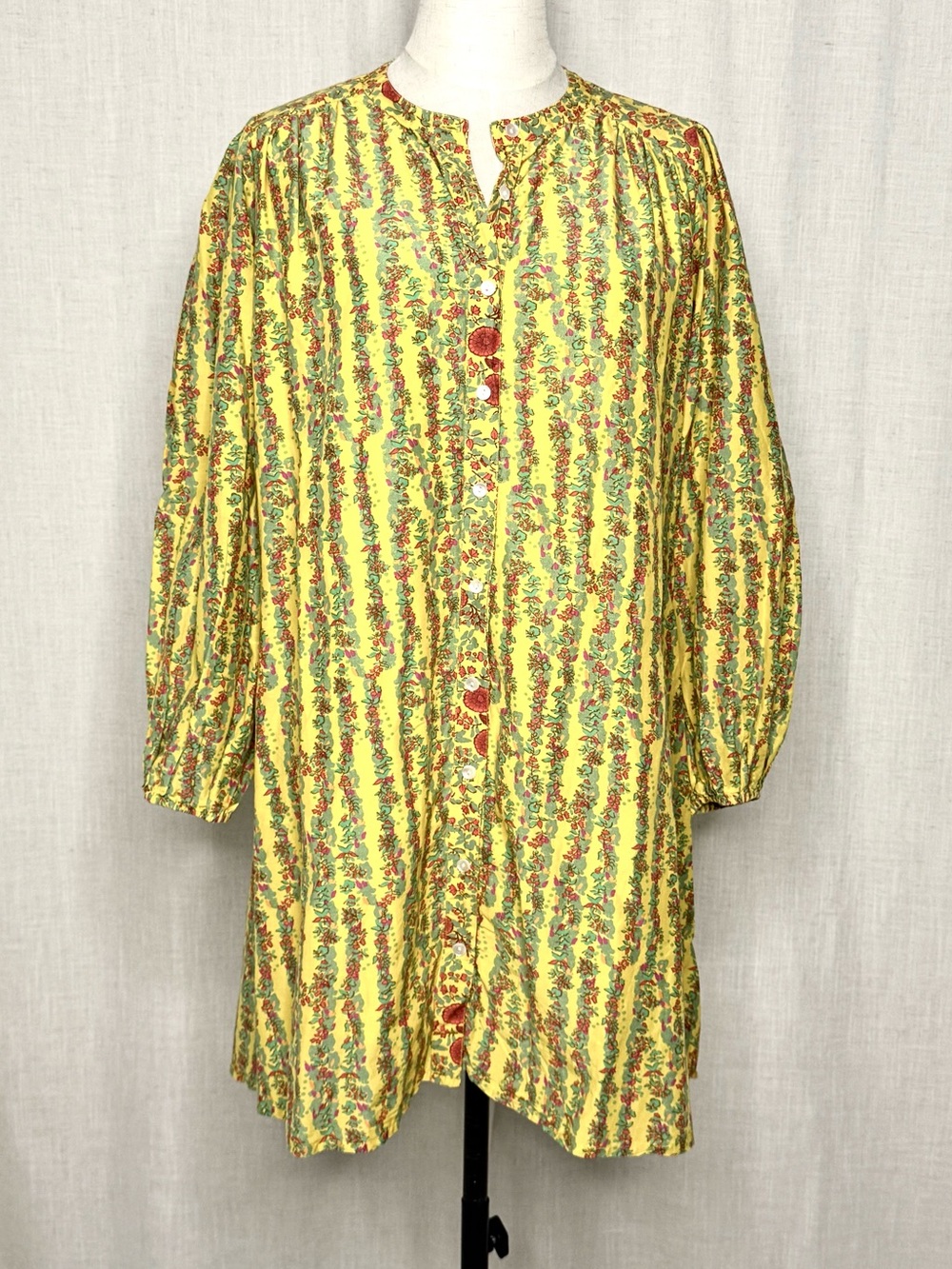 Roller Rabbit Rhody Evita Mini Dress Cotton Silk Voile Lemon Yellow Stripe XS